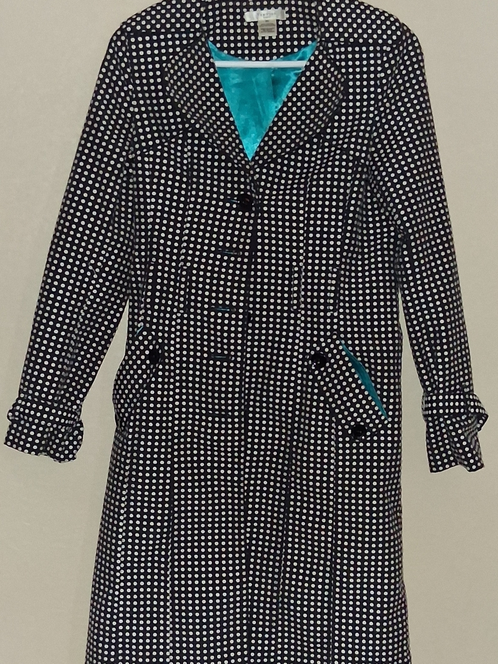 Vertigo Paris Black and White Polka Dot Jacket with Teal Trim